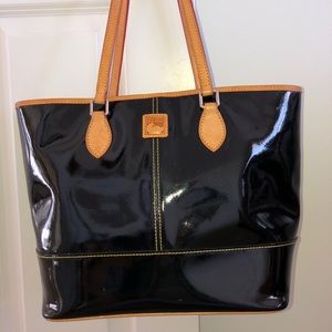 Dooney Bourke black patent leather tote